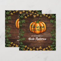 Fall Pumpkin Rustic Green Gold Ivy Baby Shower