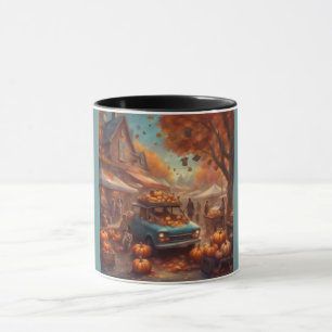 Fall Pumpkin Sale old car farmers Market Mug