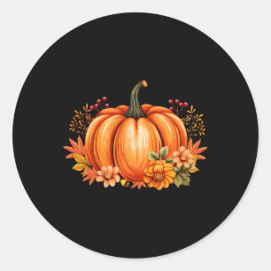 Fall Pumpkin Season Retro Halloween Autumn Thanksg Classic Round Sticker