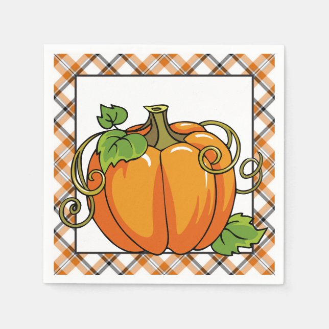 Fall Pumpkin seasonal paper napkins (Front)
