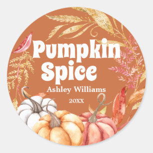 Fall Pumpkin Spice Autumn Burnt Orange Classic Round Sticker