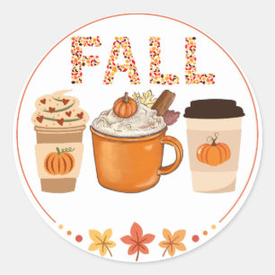Fall Pumpkin Spice Coffee – Autumn Latte Classic Round Sticker