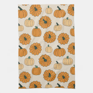 Fall pumpkin spice colours autumn pumpkins Thanksg Tea Towel