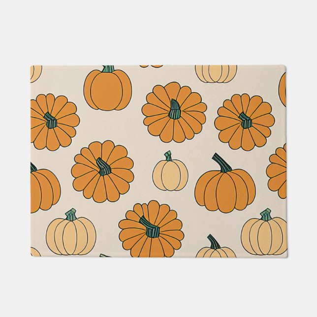 Fall Pumpkin Spice Halloween Thanksgiving Pumpkins Doormat (Front)