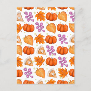 Fall Pumpkin Spice Halloween Thanksgiving Pumpkins Postcard