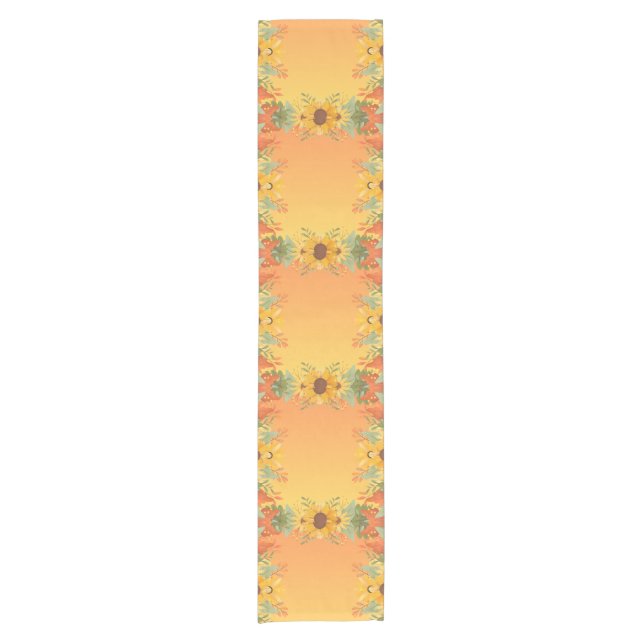 Fall Pumpkin Spice Halloween Thanksgiving Pumpkins Short Table Runner (Front)