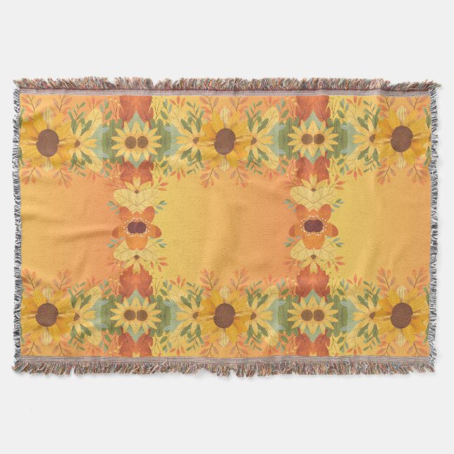 Fall Pumpkin Spice Halloween Thanksgiving Pumpkins Throw Blanket (Front)