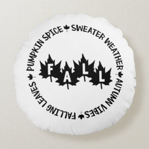 Fall-Pumpkin Spice-Sweater Weather-Autumn Vibes Round Cushion