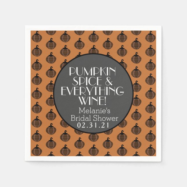 Fall Pumpkin Spice Wine Bridal Shower Napkin (Front)