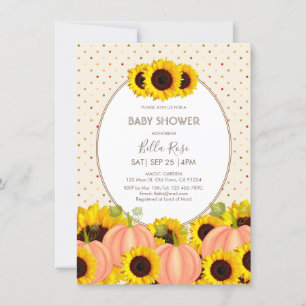 Fall Pumpkin Sunflower Baby Shower Invitation