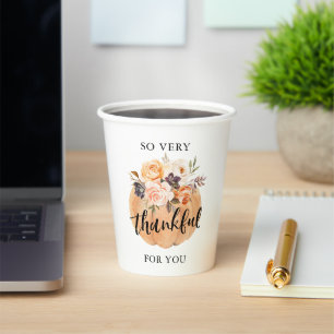 Fall Pumpkin Thankful for You Thanksgiving Paper Cups