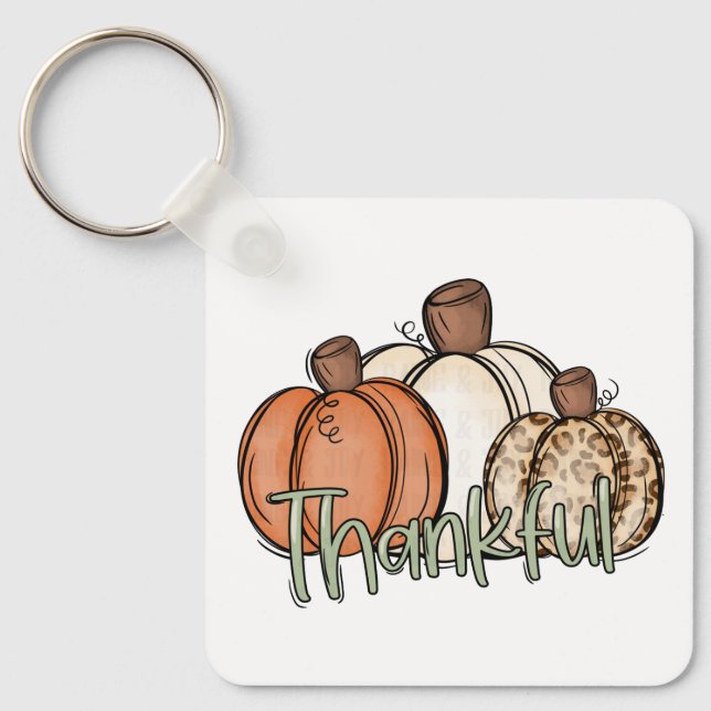 Fall Pumpkin ThankFul Simple Key Ring (Front)