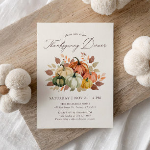 Fall Pumpkin Thanksgiving Dinner Invitation