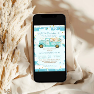 Fall Pumpkin Truck Baby Shower Invitation