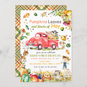 Fall Pumpkin Truck Birthday Invitation