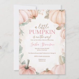 Fall pumpkin watercolor baby shower invitation