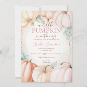 Fall pumpkin watercolor baby shower invitation