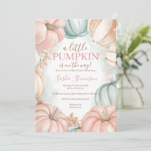 Fall pumpkin watercolor baby shower invitation