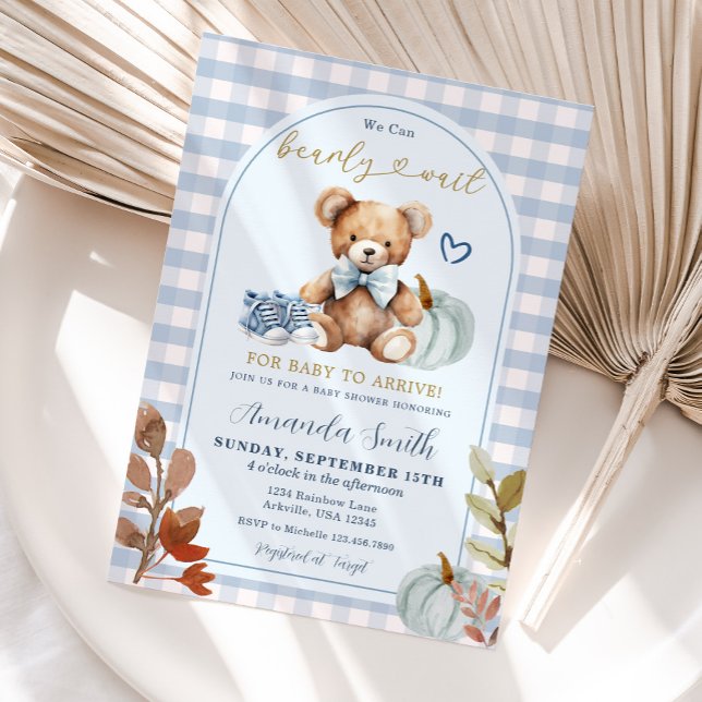 Fall Pumpkin We can Bearly Wait Bear Baby Shower  Invitation (Creator Uploaded)