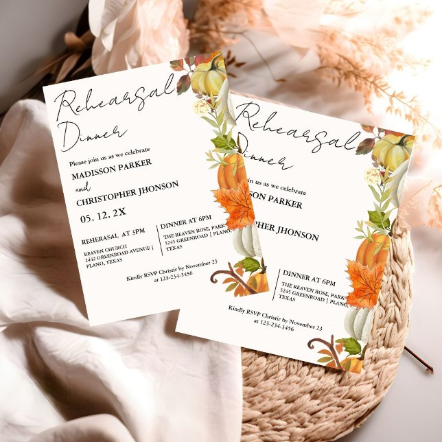 Fall Pumpkin Wedding Rehearsal dinner Invitation (Creator Uploaded)