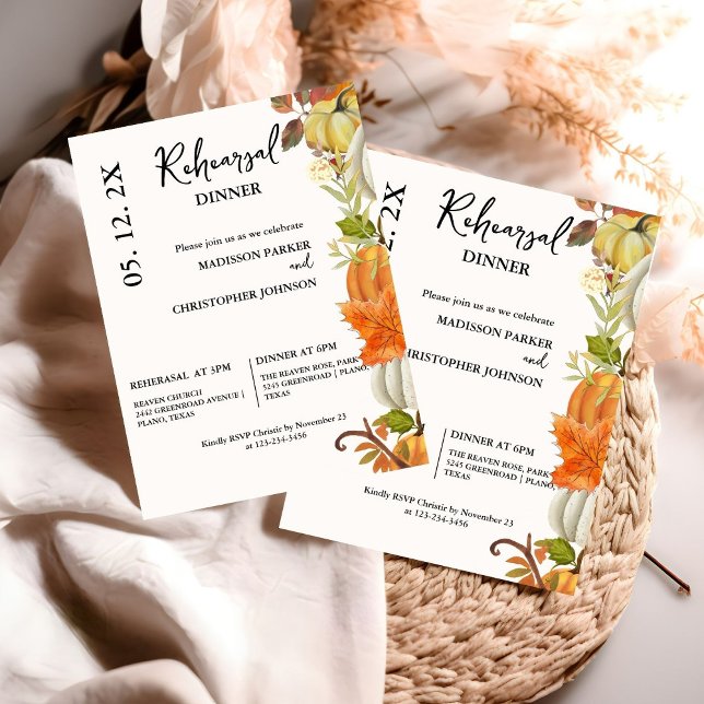 Fall Pumpkin Wedding Rehearsal dinner Invitation (Creator Uploaded)