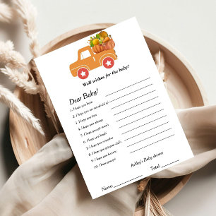 Fall pumpkin well wishes for the baby shower game invitation