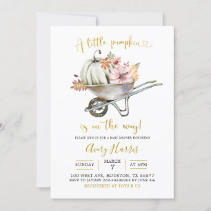 Fall Pumpkin Wheelbarrow Baby Shower Invitation