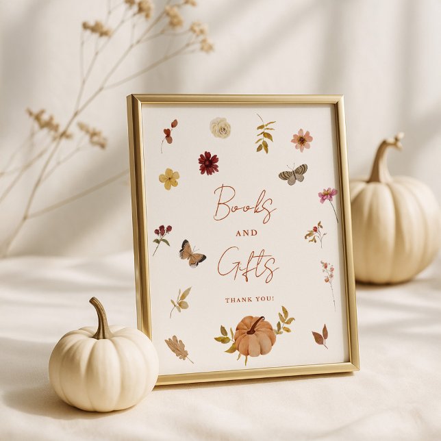 Fall Pumpkin Wildflower Baby Shower Gifts Sign (Creator Uploaded)