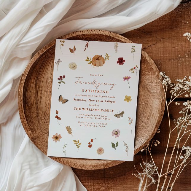 Fall Pumpkin Wildflower Friendsgiving Invitation (Creator Uploaded)