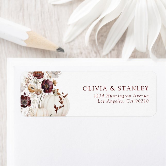 Fall Pumpkin Wildflower Return Address Label (Insitu)