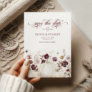 Fall Pumpkin Wildflowers Wedding Save the Date