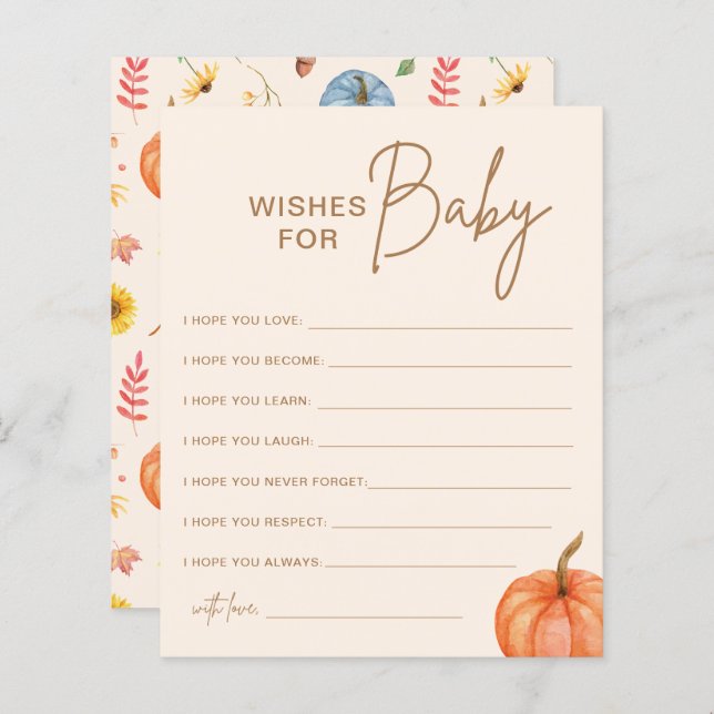 Fall Pumpkin Wishes For Baby Shower Game (Front/Back)