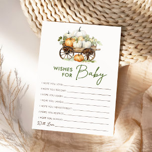 Fall Pumpkin Wishes For Baby Shower Game Card