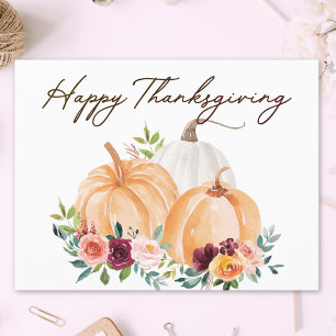 Fall Pumpkins and Boho Flowers Postcard