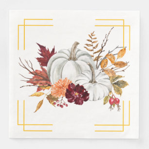 Fall Pumpkins and Florals Napkin