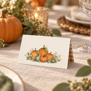 Fall Pumpkins and Gourds Watercolor Dinner Place Card