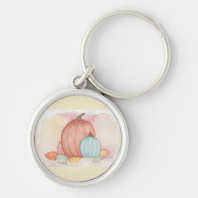 Fall Pumpkins and Leaves Key Ring (Front)