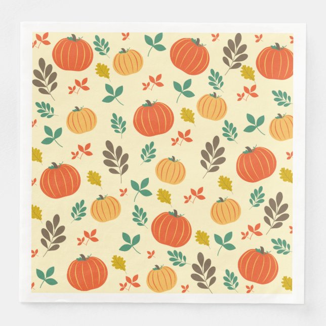 Fall Pumpkins and Leaves Napkin (Front)