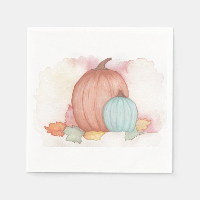 Fall Pumpkins and Leaves Napkin (Front)