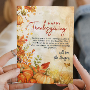Fall Pumpkins and Leaves Thanksgiving Holiday Card