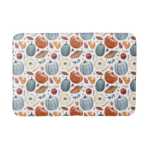Fall Pumpkins & Autumn Leaves Pattern Bath Mat