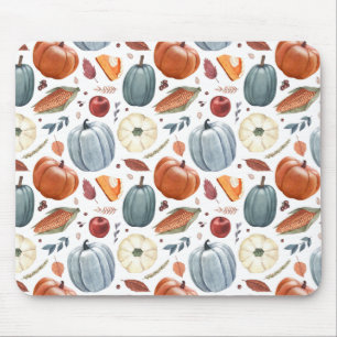 Fall Pumpkins & Autumn Leaves Pattern Mouse Pad