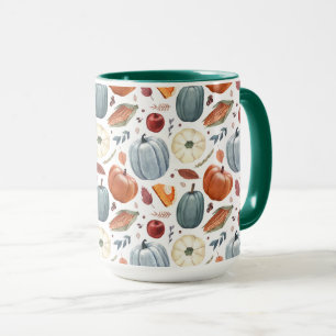 Fall Pumpkins & Autumn Leaves Pattern Mug