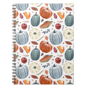 Fall Pumpkins & Autumn Leaves Pattern Notebook