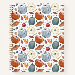 Fall Pumpkins & Autumn Leaves Pattern Notebook