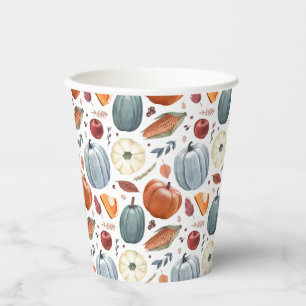 Fall Pumpkins & Autumn Leaves Pattern Paper Cups