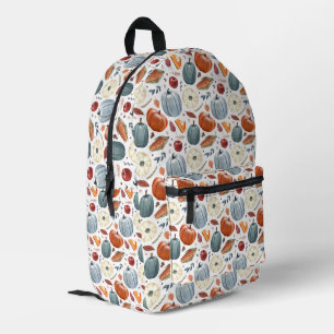 Fall Pumpkins & Autumn Leaves Pattern Printed Backpack