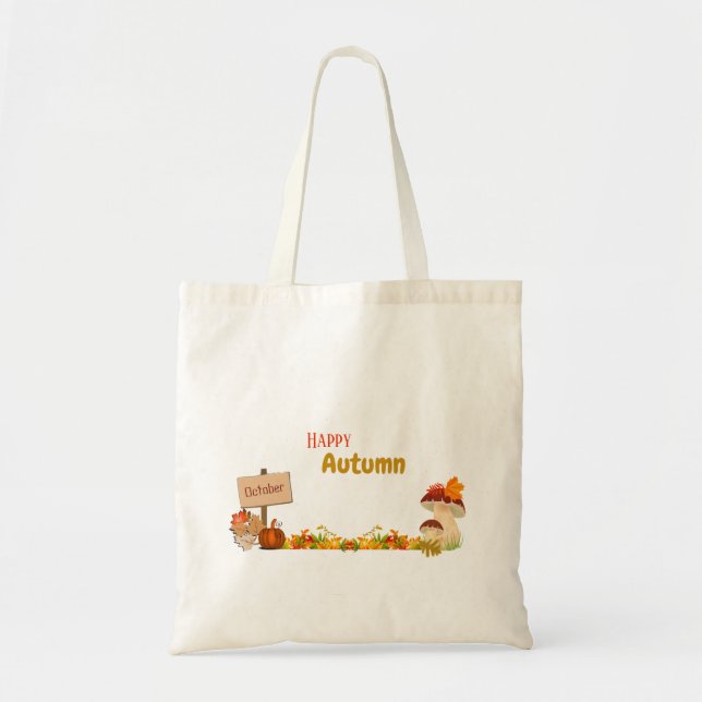 Fall Pumpkins Autumn Leaves Tote Bag (Front)