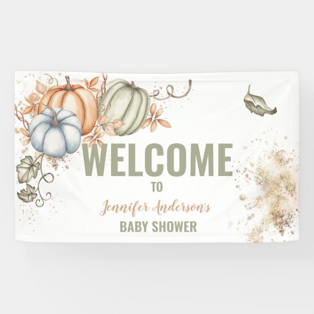 Fall Pumpkins Baby Shower Banner (Horizontal)