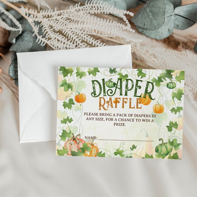 Fall Pumpkins Botanical Diaper Raffle Baby Shower Enclosure Card (Creator Uploaded)